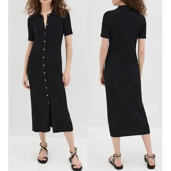 Rails Black Ribbed Button-Front Mini Dress - Picture 2 of 2